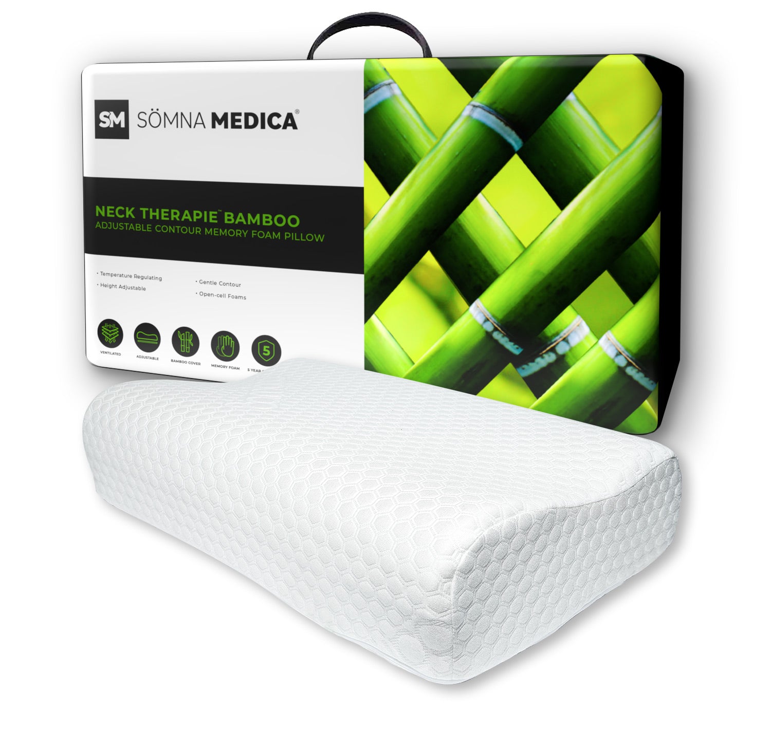 Neck Therapie Bamboo Adjustable Contour Memory Foam Pillow