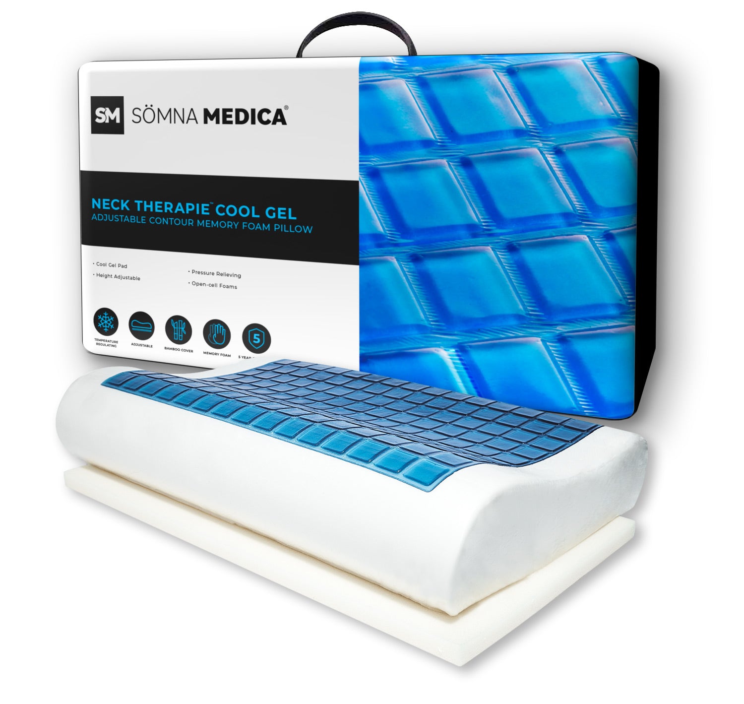 Neck Therapie Cool Gel Adjustable Contour Memory Foam Pillow