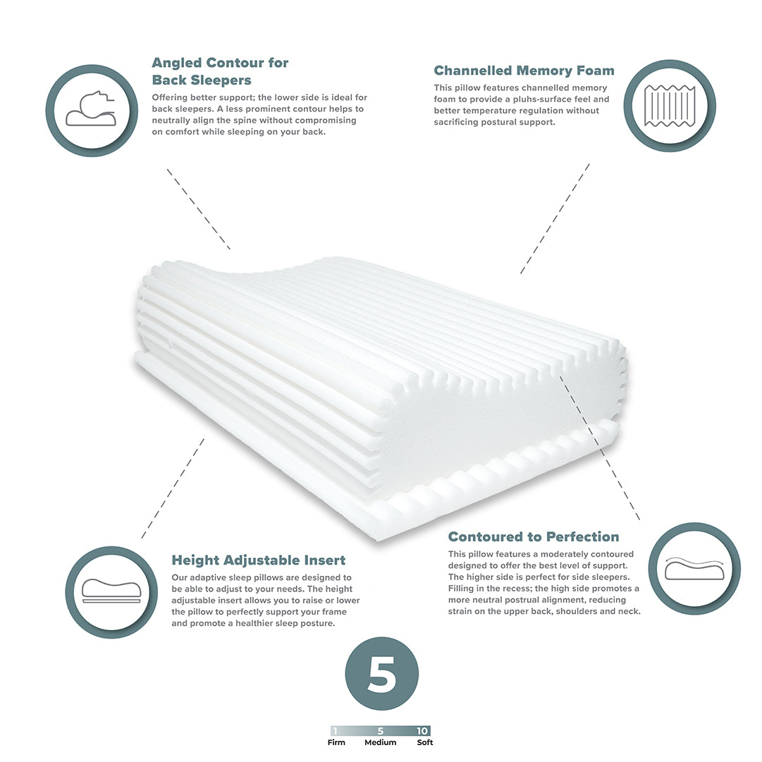 Neck Therapie Tranquility Adjustable Contour Memory Foam Pillow